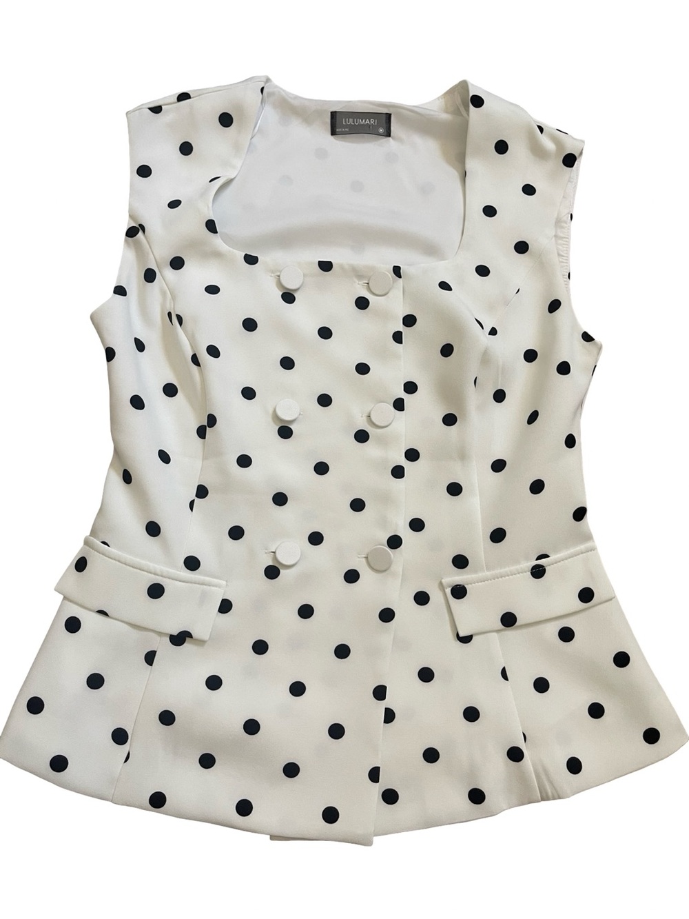 Lulumari Polka Dot 2-Piece Set - Vest & High-Waist Shorts size M - Picture 2 of 11